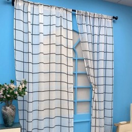 Cortina De Voile Com Padrão De Treliça Feita Sob Medida, Cortinas Transparentes Para Sala De Estar E Quarto