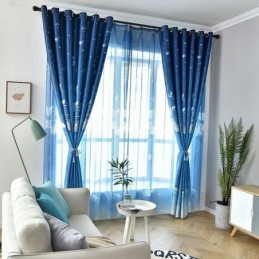 Cortina Blackout Estampada Com Estampa De Desenho Animado Azul Espacial Feita Sob Medida Para Quarto De Meninos