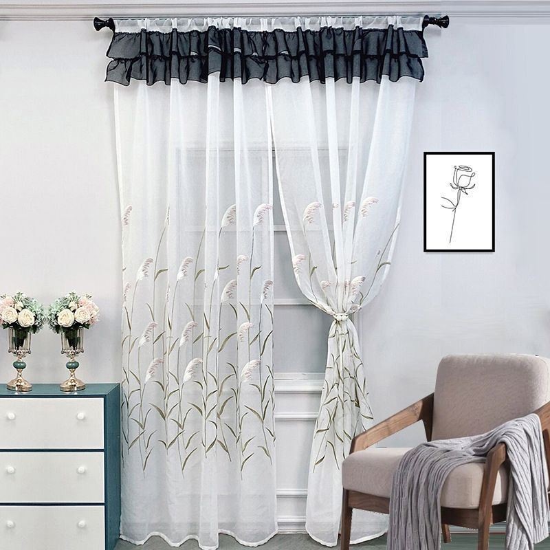 Cortinas Modernas De Tule Bordado, Voile Transparente, Sala De Estar E Quarto