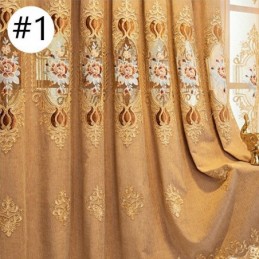 Cortina De Chenille Sob Medida, Estilo Europeu, Bordado, Flor, Tratamento De Janela