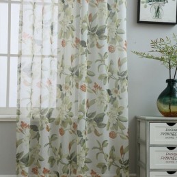 Cortinas De Tule Translúcido Estampadas Em Voile Transparente Para Sala De Estar