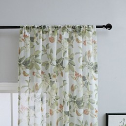 Cortinas De Tule Translúcido Estampadas Em Voile Transparente Para Sala De Estar
