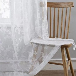Cortina De Tule Moderna Feita Sob Medida, Cortina Floral Voile Transparente Para Sala De Estar