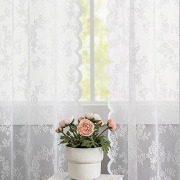 Cortina De Tule Moderna Feita Sob Medida, Cortina Floral Voile Transparente Para Sala De Estar