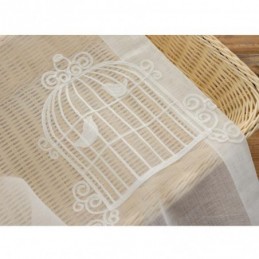 Cortina Transparente Respirável Feita Sob Medida, Cortina Com Bordado De Gaiola Para Pássaros, Sala De Estar