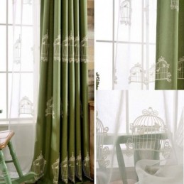 Cortina Transparente Respirável Feita Sob Medida, Cortina Com Bordado De Gaiola Para Pássaros, Sala De Estar