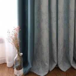 Cortina Blackout Feita Sob Medida Cortina Estilo Europeu Simples Algodão Macio Azul Jacquard Decorativo Quarto