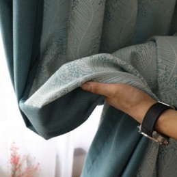 Cortina Blackout Feita Sob Medida Cortina Estilo Europeu Simples Algodão Macio Azul Jacquard Decorativo Quarto