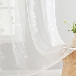 Cortinas Brancas Transparentes, Cortinas Bordadas Para Janelas, Cortinas Sob Medida Para Sala De Estar E Quarto