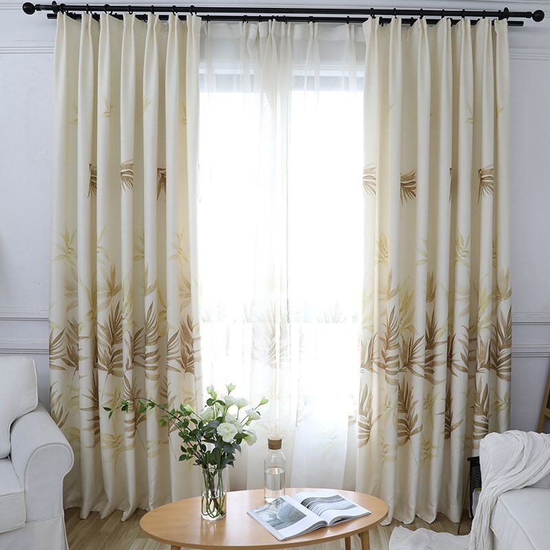 Cortinas Blackout Com Estampa De Folhas Modernas Para Sala De Estar