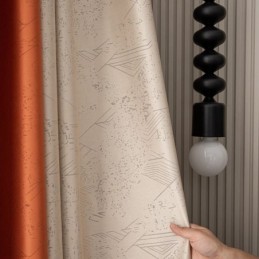 Cortinas Blackout Geométricas Jacquard Para Sala De Estar
