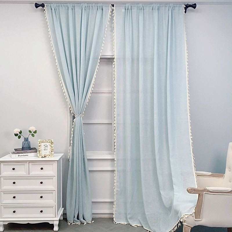 Cortinas De Tule De Cor Sólida, Cortina Moderna De Voile Transparente, Feita Sob Medida, Cortina Para Sala De Estar