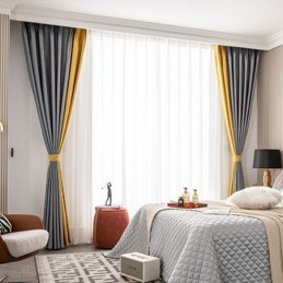 Cortinas Blackout Geométricas Jacquard Para Sala De Estar