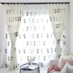 Cortina Pastoral Moderna Feita Sob Medida, Cortina Com Pinha Bordada, Cortinas Frescas Para Sala De Estar