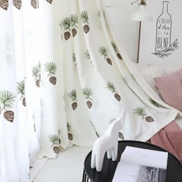 Cortina Pastoral Moderna Feita Sob Medida, Cortina Com Pinha Bordada, Cortinas Frescas Para Sala De Estar