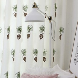 Cortina Pastoral Moderna Feita Sob Medida, Cortina Com Pinha Bordada, Cortinas Frescas Para Sala De Estar