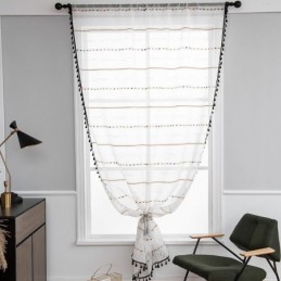 Cortinas Nórdicas Transparentes Com Padrão Listrado E Semi Voile