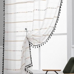 Cortinas Nórdicas Transparentes Com Padrão Listrado E Semi Voile