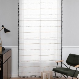 Cortinas Nórdicas Transparentes Com Padrão Listrado E Semi Voile
