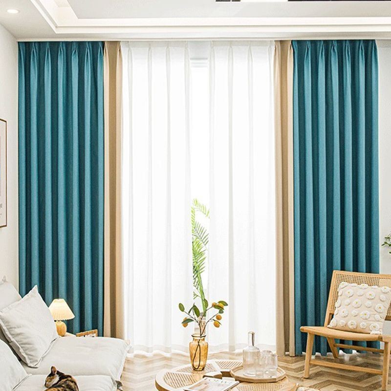 Cortinas Nórdicas Blackout De Cor Sólida Para Sala De Estar