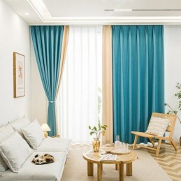 Cortinas Nórdicas Blackout De Cor Sólida Para Sala De Estar