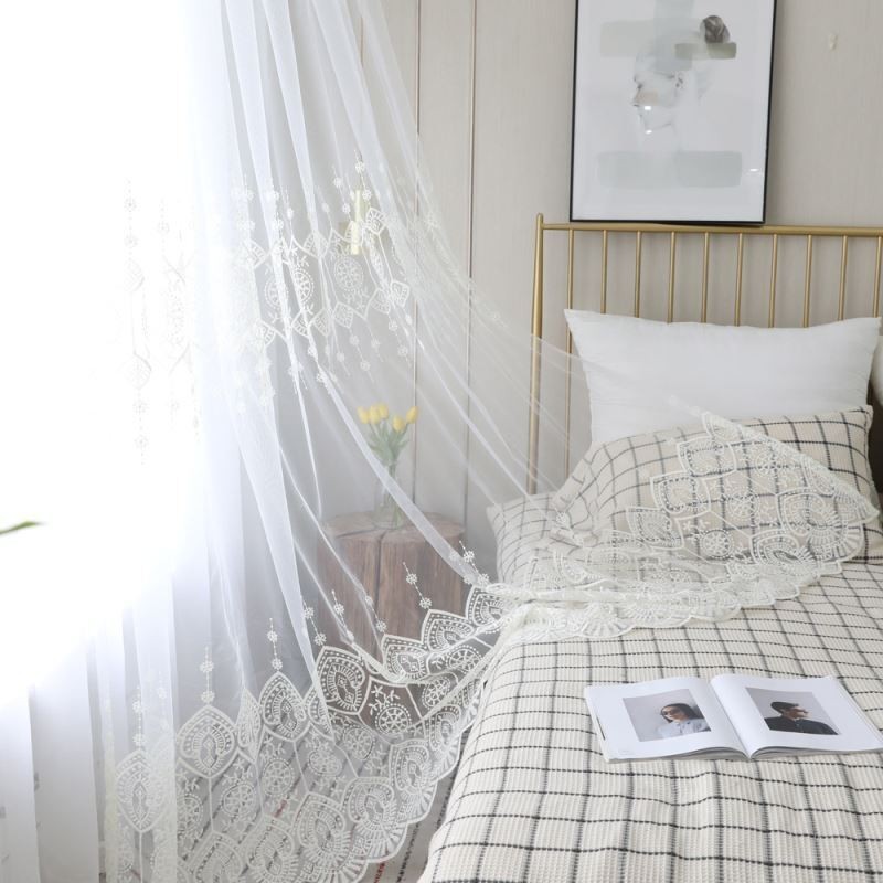 Cortina Simples Transparente Feita Sob Medida Cortina Branca Com Bordados Combinando Sala De Estar