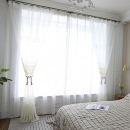 Cortina Simples Transparente Feita Sob Medida Cortina Branca Com Bordados Combinando Sala De Estar