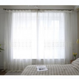 Cortina Simples Transparente Feita Sob Medida Cortina Branca Com Bordados Combinando Sala De Estar