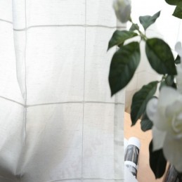 Cortina Minimalista Transparente Feita Sob Medida Cortina Grande Com Painel De Voile Jacquard De Treliça Sala De Estar Um