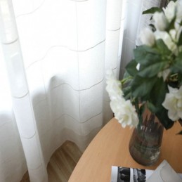 Cortina Minimalista Transparente Feita Sob Medida Cortina Grande Com Painel De Voile Jacquard De Treliça Sala De Estar Um