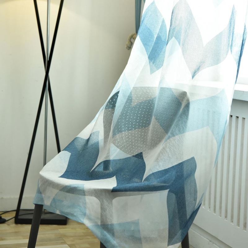 Cortina Nórdica Simples E Transparente Feita Sob Medida Com Padrão Ondulado E Estampado Para Sala De Estar