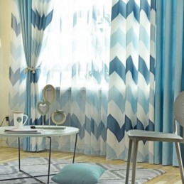 Cortina Nórdica Simples E Transparente Feita Sob Medida Com Padrão Ondulado E Estampado Para Sala De Estar