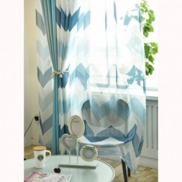 Cortina Nórdica Simples E Transparente Feita Sob Medida Com Padrão Ondulado E Estampado Para Sala De Estar