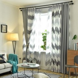 Cortina Nórdica Simples E Transparente Feita Sob Medida Com Padrão Ondulado E Estampado Para Sala De Estar
