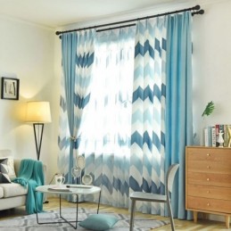 Cortina Nórdica Simples E Transparente Feita Sob Medida Com Padrão Ondulado E Estampado Para Sala De Estar