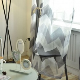 Cortina Nórdica Simples E Transparente Feita Sob Medida Com Padrão Ondulado E Estampado Para Sala De Estar