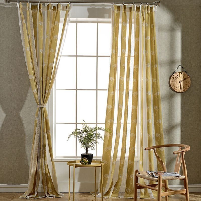Cortina De Voile Moderna Com Folhas Transparentes, Feita Sob Medida, Para Quarto E Sala De Estar