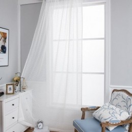 Cortina Branca Transparente Feita Sob Medida, Cortinas De Voile Em Relevo Para Sala De Estar E Quarto