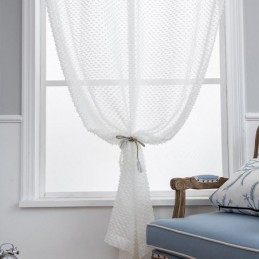 Cortina Branca Transparente Feita Sob Medida, Cortinas De Voile Em Relevo Para Sala De Estar E Quarto