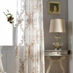 Cortina De Tule Bordado Sob Medida Cortina Moderna De Gaze Voile Para Sala De Estar E Quarto