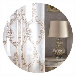 Cortina De Tule Bordado Sob Medida Cortina Moderna De Gaze Voile Para Sala De Estar E Quarto