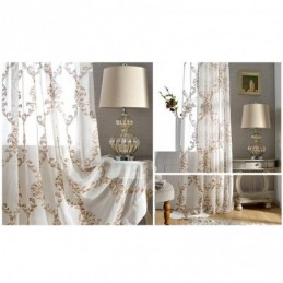 Cortina De Tule Bordado Sob Medida Cortina Moderna De Gaze Voile Para Sala De Estar E Quarto