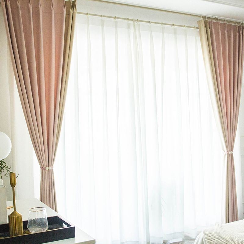 Cortinas Nórdicas De Patchwork Em Cores Sólidas Blackout Para Sala De Estar