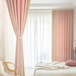 Cortinas Nórdicas De Patchwork Em Cores Sólidas Blackout Para Sala De Estar