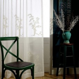 Cortina Clássica Transparente Feita Sob Medida, Cortinas De Tule Bordado De Bambu Para Sala De Estar