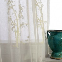 Cortina Clássica Transparente Feita Sob Medida, Cortinas De Tule Bordado De Bambu Para Sala De Estar