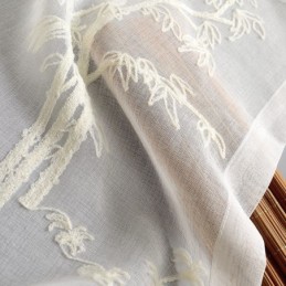 Cortina Clássica Transparente Feita Sob Medida, Cortinas De Tule Bordado De Bambu Para Sala De Estar