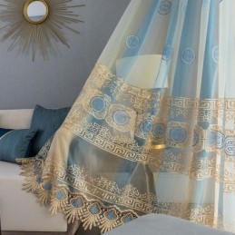 Cortina De Tule Bordado De Luxo Feita Sob Medida, Cortina Voile Transparente Para Sala De Estar