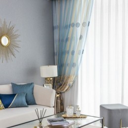 Cortina De Tule Bordado De Luxo Feita Sob Medida, Cortina Voile Transparente Para Sala De Estar