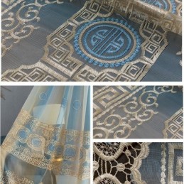 Cortina De Tule Bordado De Luxo Feita Sob Medida, Cortina Voile Transparente Para Sala De Estar